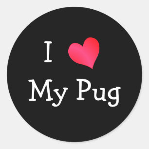 Adesivo Eu Amo Meu Pug