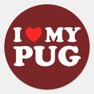 Adesivo Eu Amo Meu Pug Com Coração Vermelho