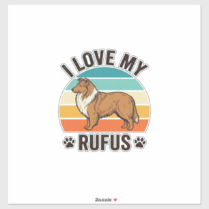 Adesivo Eu Amo Meu Rufus Design de Cachorro Vintage_1