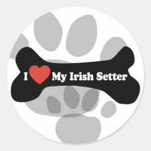 Adesivo Eu amo meu setter irlandês - osso de cão