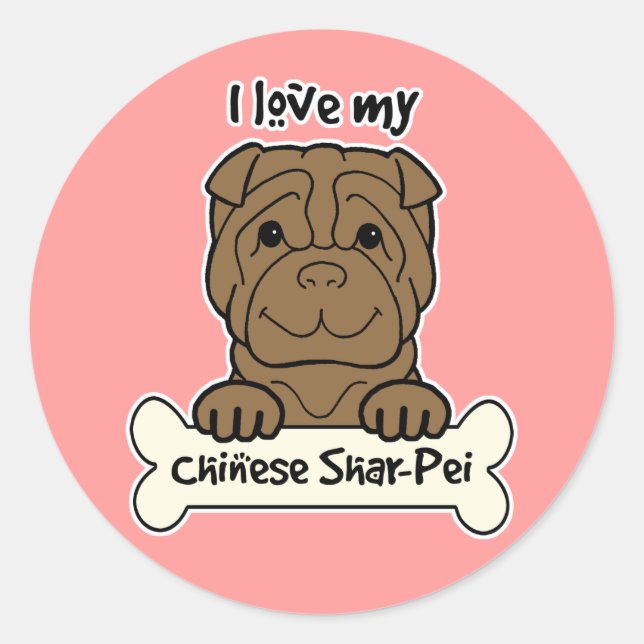 Adesivo Eu Amo Meu Shar-Pei (Frente)