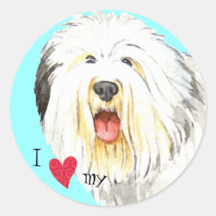 Adesivo Eu amo meu Sheepdog inglês velho
