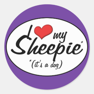 Adesivo Eu amo meu Sheepie (é um cão)