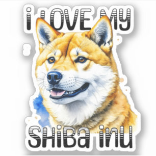 Adesivo Eu Amo Meu Shiba Inu   Dono de Cachorro 