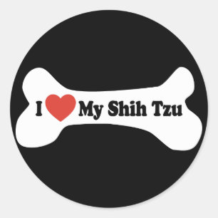 Adesivo Eu amo meu Shih Tzu - osso de cão