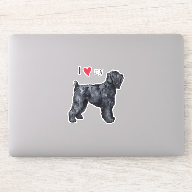 Adesivo Eu amo meu terrier russo preto vinil Sticker (Computador)
