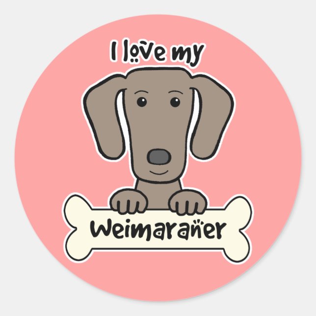 Adesivo Eu Amo Meu Weimaraner (Frente)