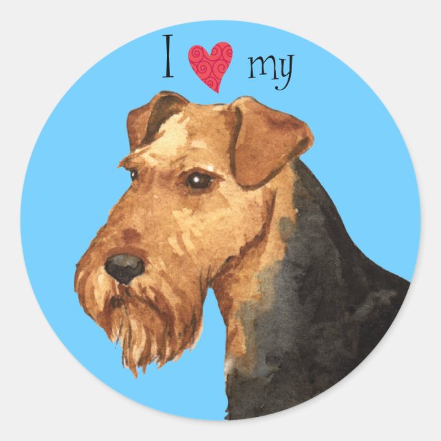 Adesivo Eu amo meu Welsh Terrier (Frente)