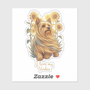 Adesivo Eu Amo Meu Yorkie – Girassol Vintage Amante de Cac