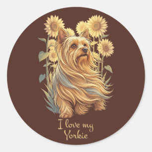 Adesivo Eu Amo Meu Yorkie – Girassol Vintage Amante de Cac
