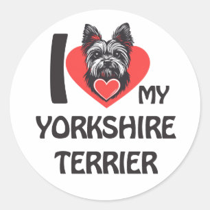 Adesivo Eu Amo Meu Yorkshire Terrier - Cachorro de Yorkshi