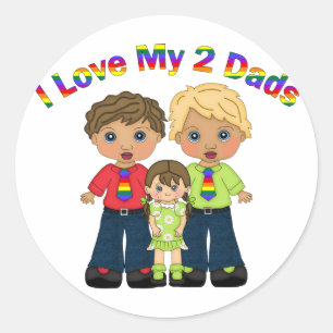 Adesivo Eu amo meus dois Pais Gay Camisetas e presentes