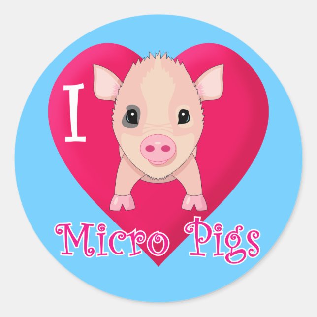 Adesivo Eu Amo Micro Porcos (Frente)