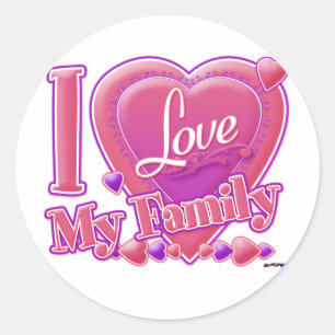 Adesivo Eu amo minha família rosa/roxo - coração