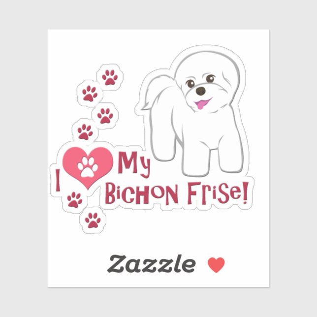 Adesivo Eu Amo Minha Festa Bichon! (Folha)