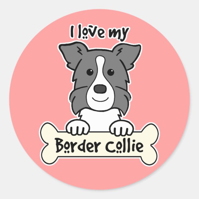 Adesivo Eu Amo Minha Fronteira Collie (Frente)