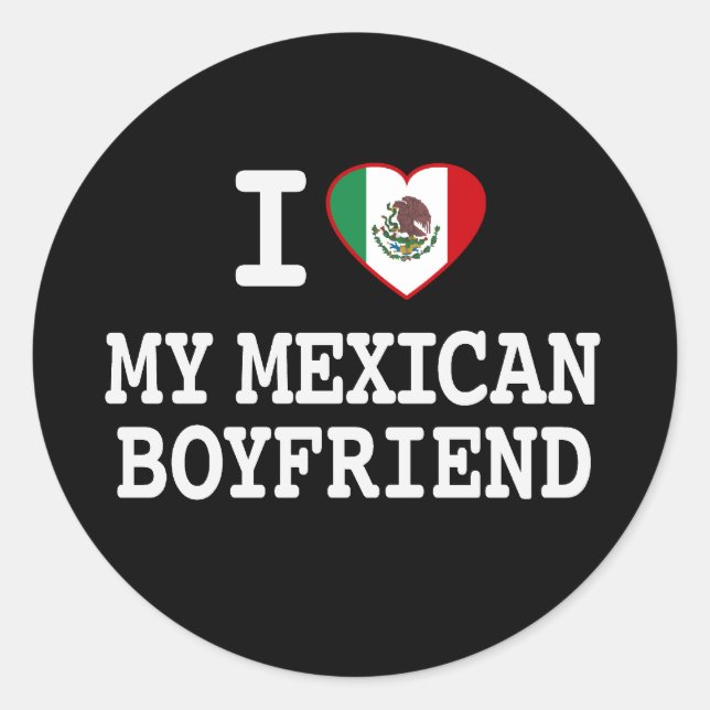 Adesivo Eu amo minha Namorado mexicana com Heart Flag (Frente)