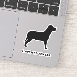 Adesivo Eu Amo Minha Silhueta De Cachorro Preto