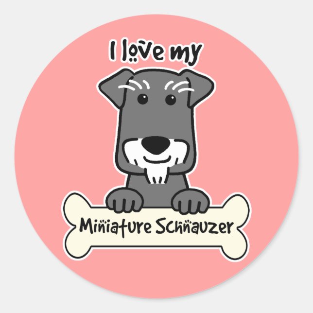 Adesivo Eu Amo Miniatura Schnauzers (Frente)
