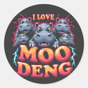 Adesivo Eu Amo Moo Deng Baby Hippo Amantes