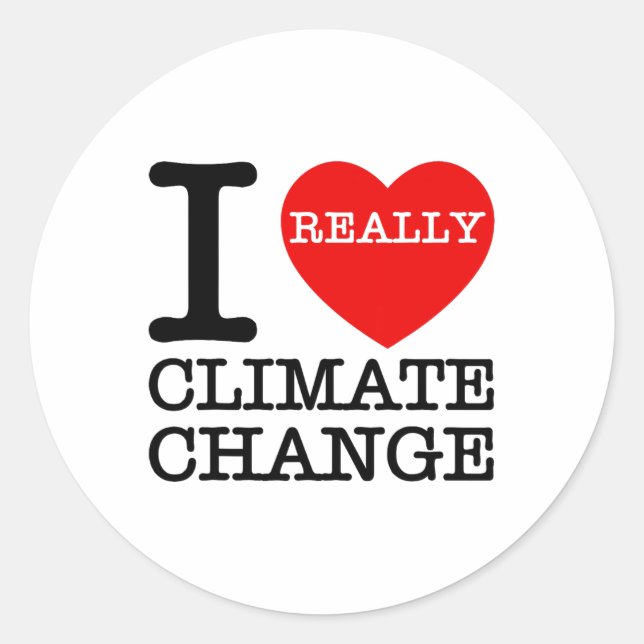 Adesivo Eu Amo Mudanças Climáticas Coração Glol Aquecendo  (Frente)