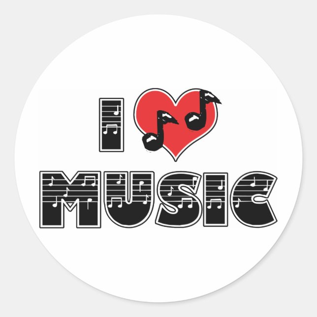Adesivo Eu Amo Música (Frente)