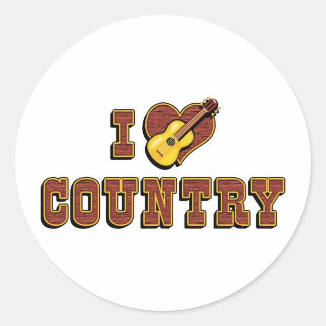 Adesivo Eu Amo Música Country (Frente)