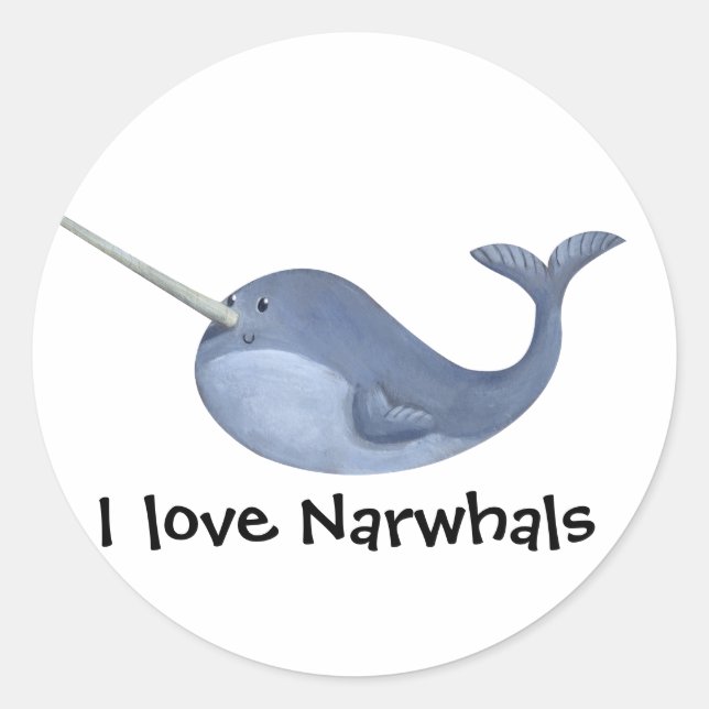 Adesivo Eu amo Narwhals (Frente)