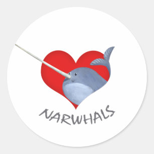 Adesivo Eu amo Narwhals