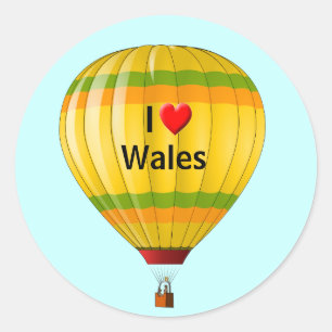 Adesivo Eu amo o balão de ar quente do País de Gales