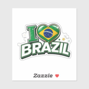 Adesivo Eu Amo o Brasil Fã Patriótico de Futebol Brasile