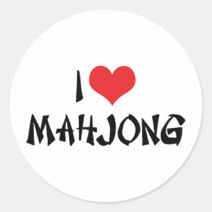 Adesivo Eu amo o coração Mahjong - amante do Mah Jong