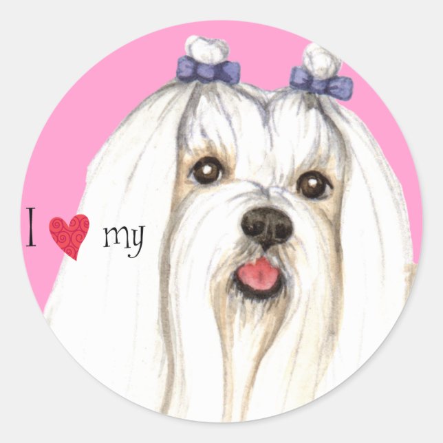 Adesivo Eu amo o meu maltês (Frente)