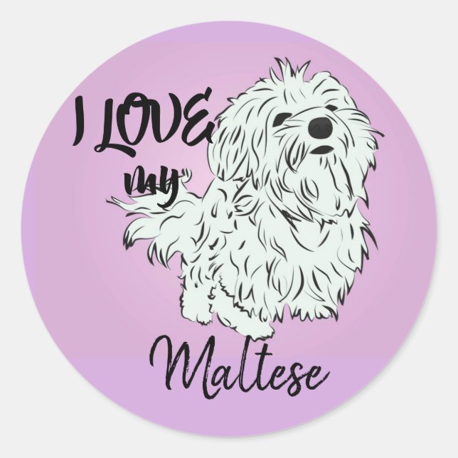 Adesivo Eu amo o meu maltês (Frente)
