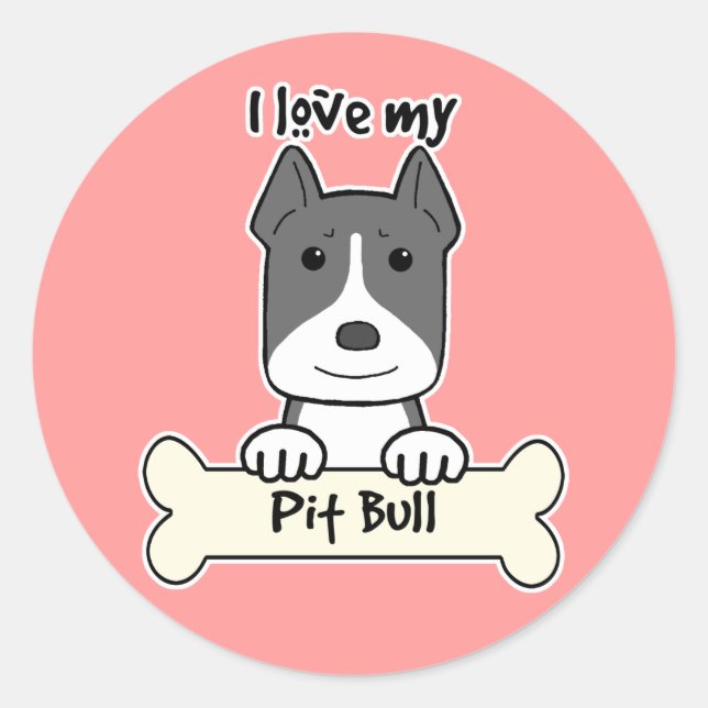 Adesivo Eu Amo O Meu Pitbull (Frente)