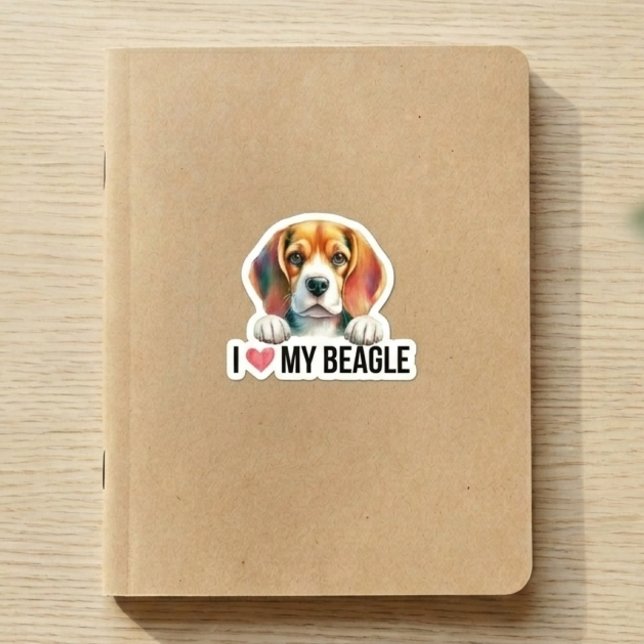 Adesivo Eu amo o osso do meu Beagle (I love my beagle on journal)
