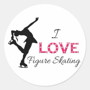 Adesivo EU AMO o patinagem artística, os flocos de neve &