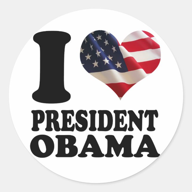 Adesivo Eu amo o Presidente Obama Sticker (Frente)