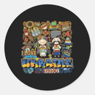 Adesivo Eu amo o rabisco da Ucrânia com a bandeira ucrania