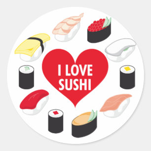 Adesivo Eu amo o sushi