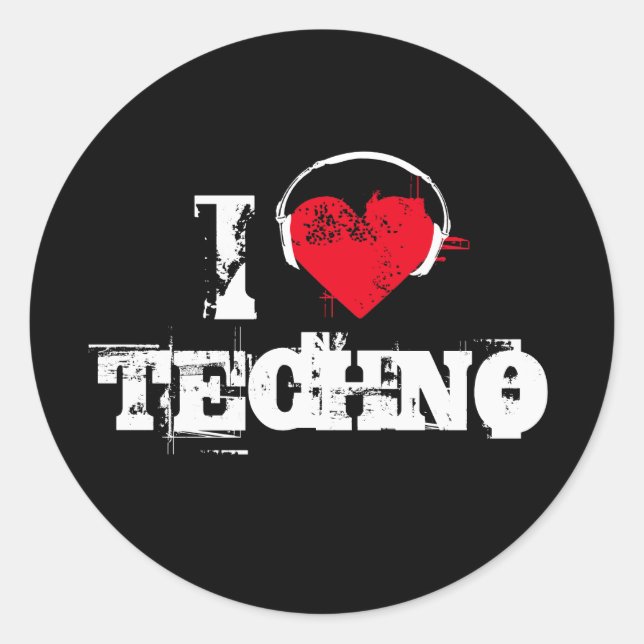Adesivo Eu amo o techno (Frente)