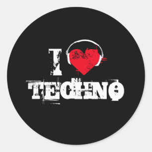 Adesivo Eu amo o techno