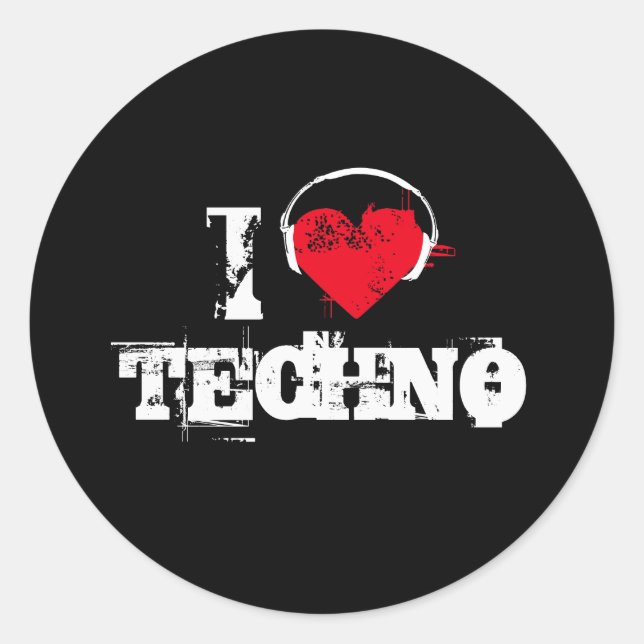 Adesivo Eu amo o techno (Frente)
