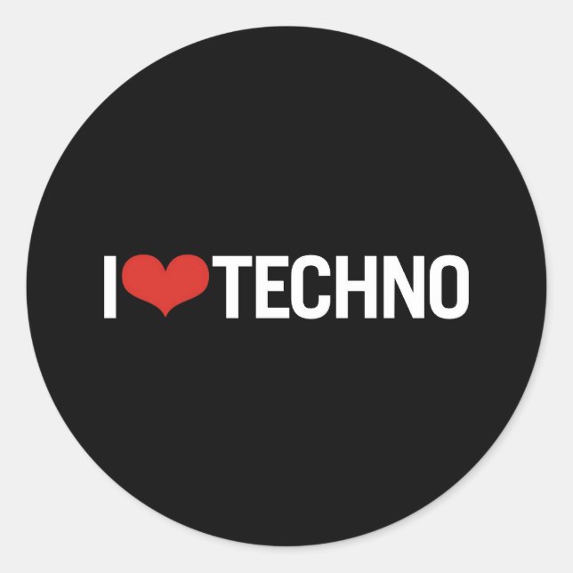 Adesivo Eu amo o Techno (Frente)