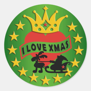 Adesivo EU AMO o Xmas + seu fundo