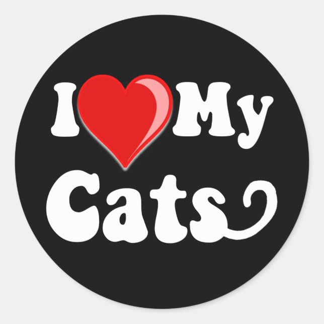 Adesivo Eu Amo Os Meus Gatos (Frente)