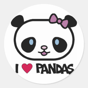 Adesivo Eu amo pandas