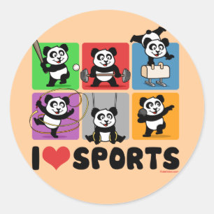 Adesivo Eu amo pandas dos esportes