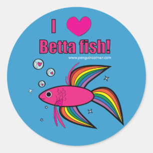 Adesivo Eu amo peixes de Betta!