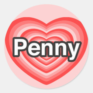 Adesivo Eu amo Penny. Eu te amo Penny. Coração